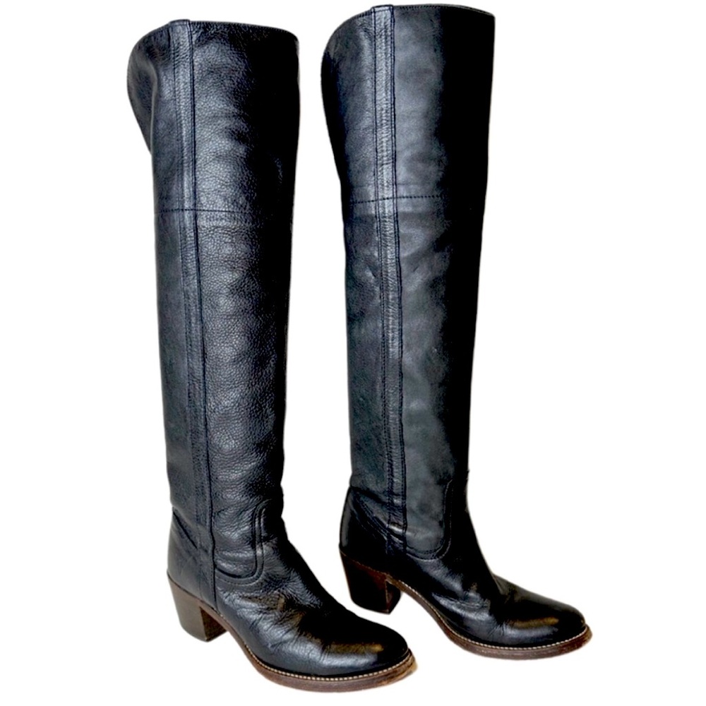 Frye Black Leather Knee-High Boots
